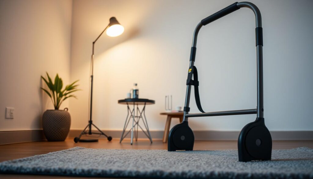 indoor walking workout setup