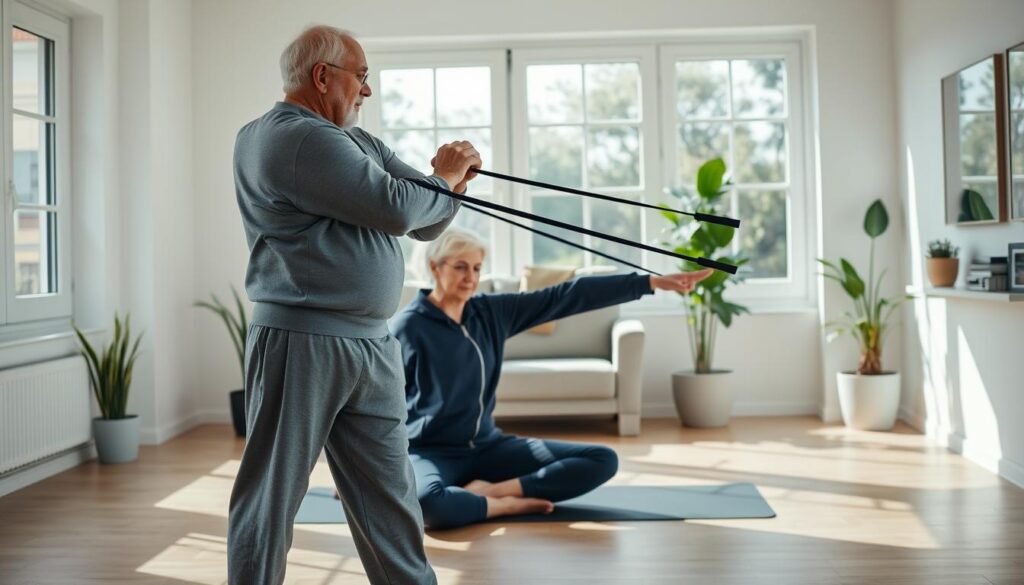 senior home exercises with resistance bands