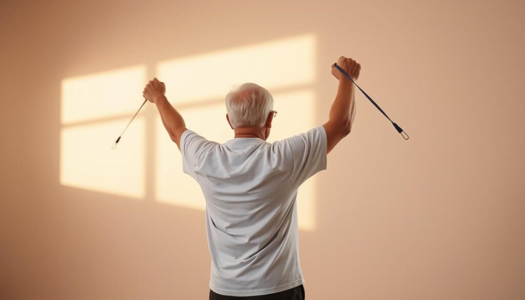 arm lifts and resistance bands for posture improvement